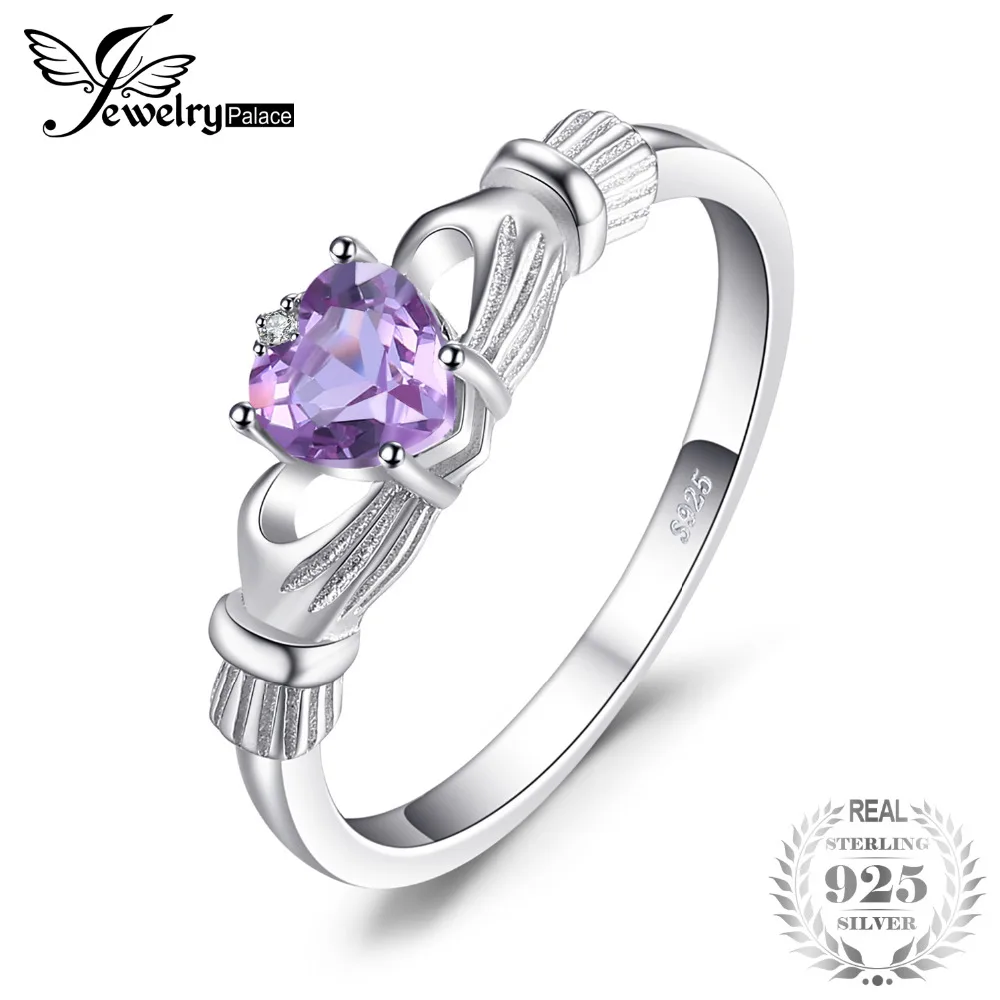 JewelryPalace сердце 0.7ct ирландский Claddagh Александрит создан камень обещание кольцо