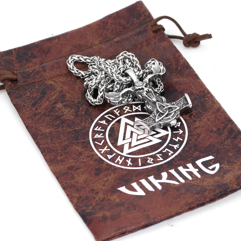 Мужской скандинавский Викинг с узлом thor hammer Talisman MJOLNIR ожерелье из нержавеющей