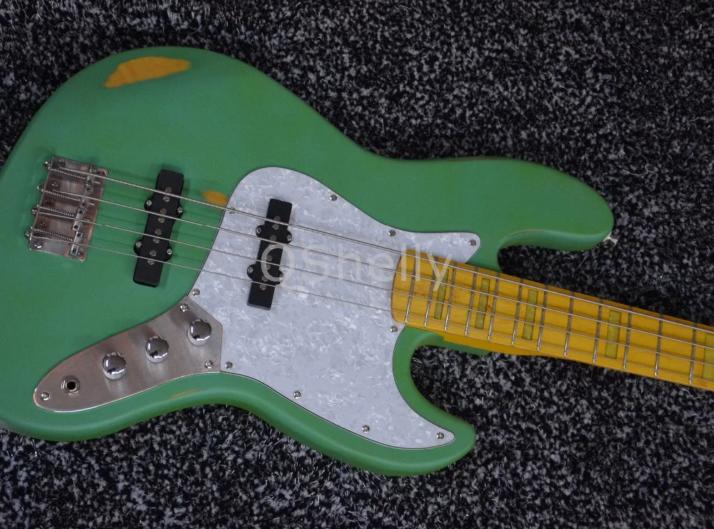 Высшее качество QShelly под заказ морской зеленый реликс Джаз 4 струны старое