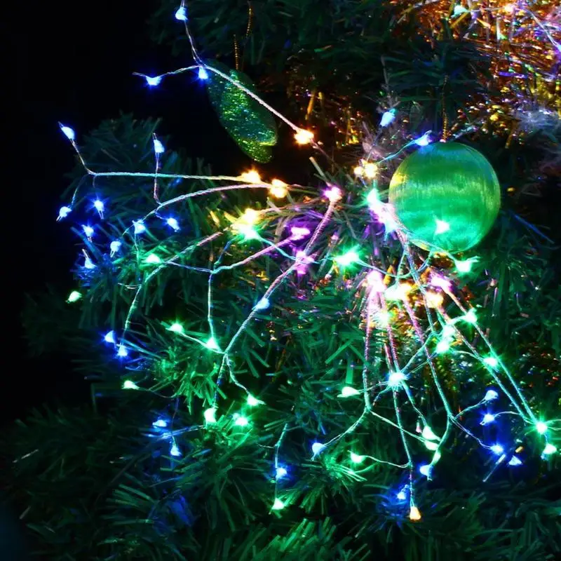 120LED Starburst фея строки света DIY IP65 Батарея работает 8 режимов Дистанционное управление, стилизованные под языки пламени для chrismtmas Декор Светильник