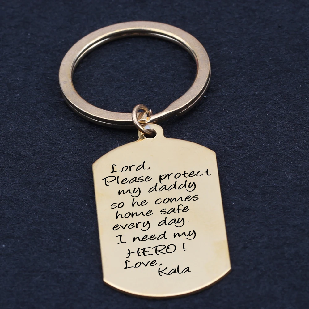 name customized father's day gift key chains Member of family Keyring children Keychain Dog Tag Daddy Gift driver car |
