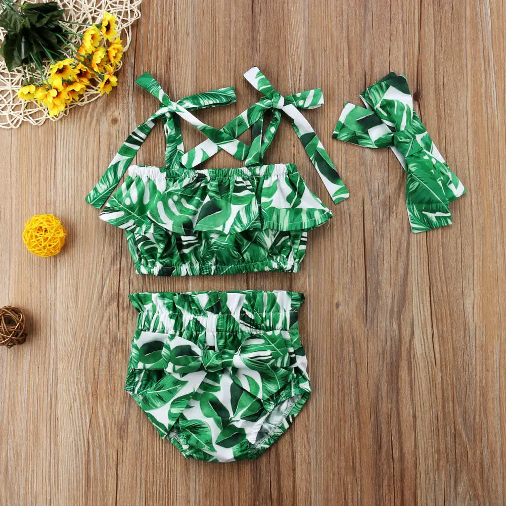 3 шт. комплект из топа с шортами и лямками в виде цветов для маленьких девочек |