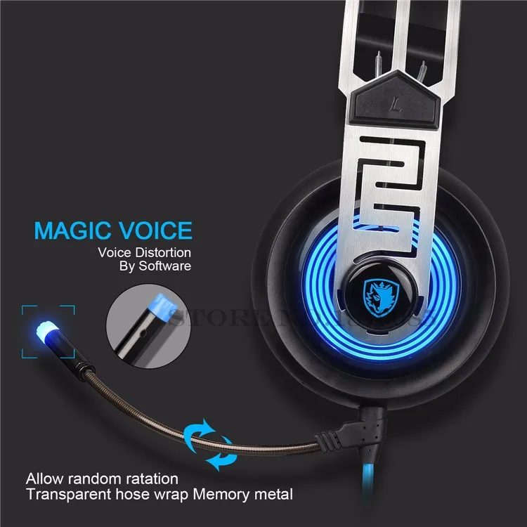 Sades A7 PC Gamer игровая гарнитура USB 7,1 Surround профессиональные Стерео Игровые наушники с микрофоном светодиодный светильник для компьютера ноутбука