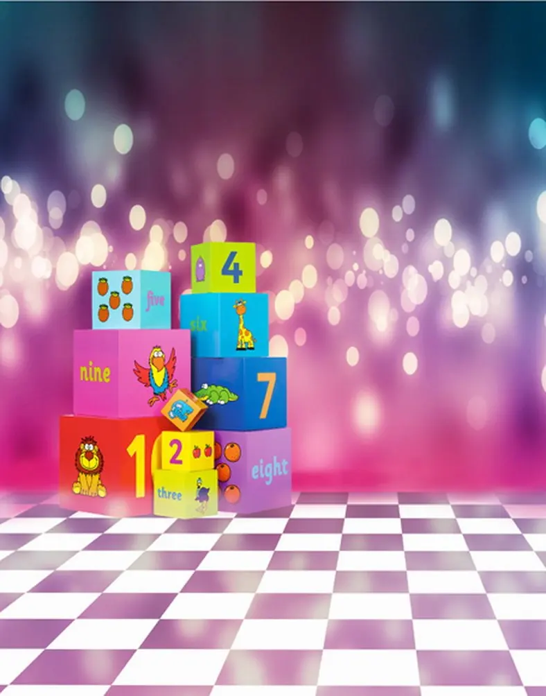 

Cube Cartoon Numbers Photography Backdrops Photo Props Studio Background 5x7ft