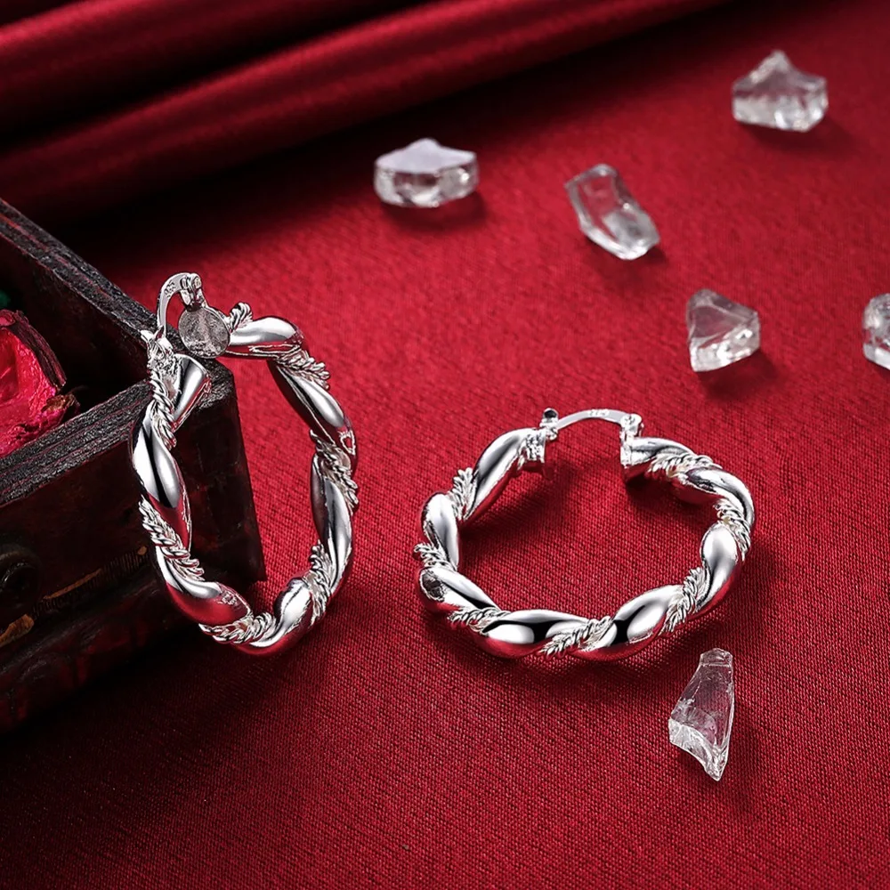 Серьги кольца женские из серебра 925 пробы с индивидуальным