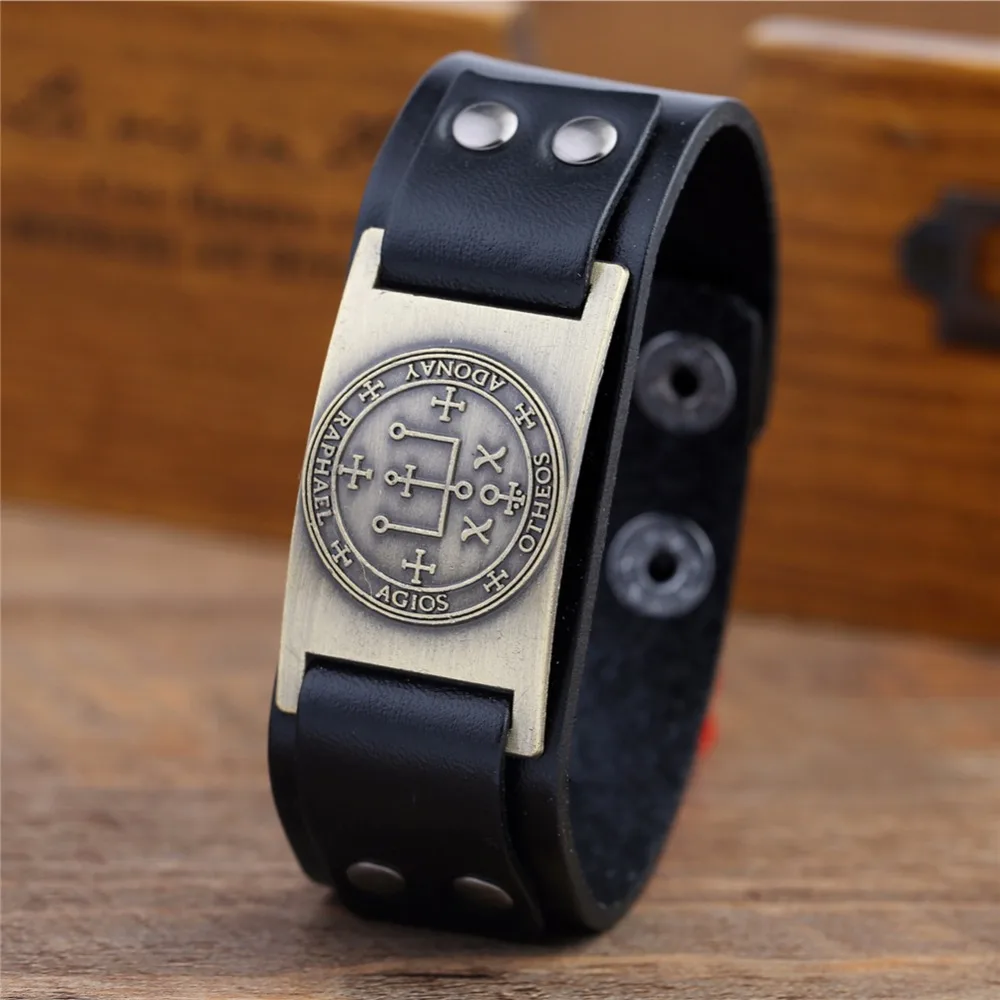 Dawapara кожаный браслет в готическом стиле с надписью &quotArchangel Raphael&quot ювелирные