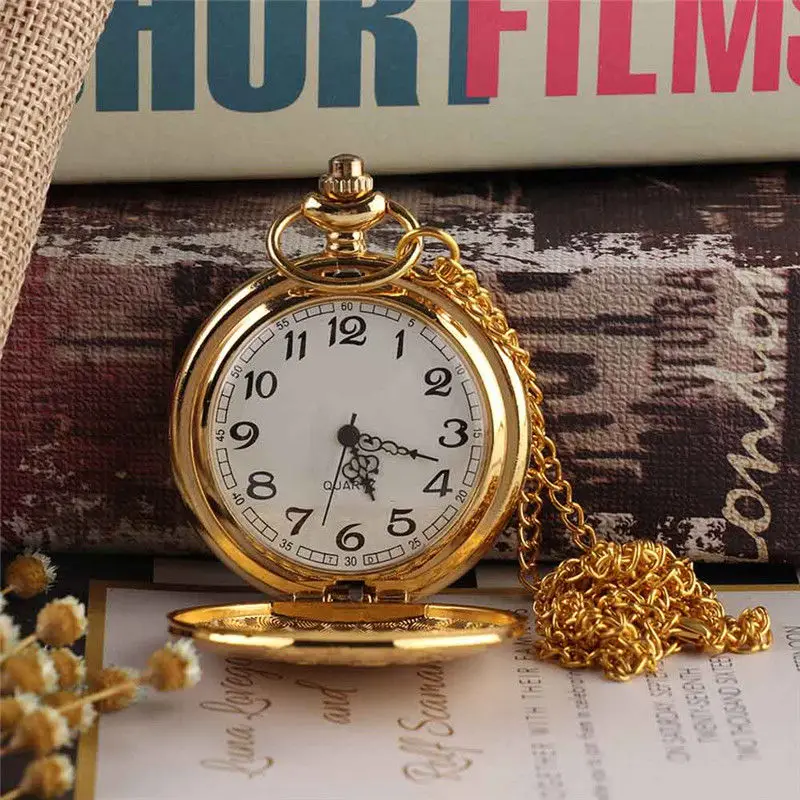 

Vintage Gold Locomotive Motor Railway Train Steampunk Pocket Watch For Men Women Charming Pendant Necklace Clock Relogio Bolso