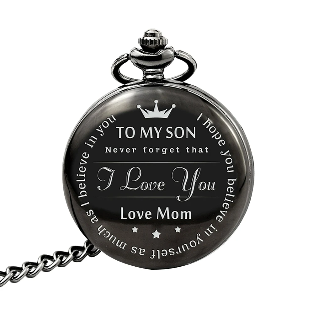 

Mother Round Dial Quartz Analog Pocket Watch Chain Necklace Jewelry Gift Letter printed Necklace Style Souvenir Pocket Watch