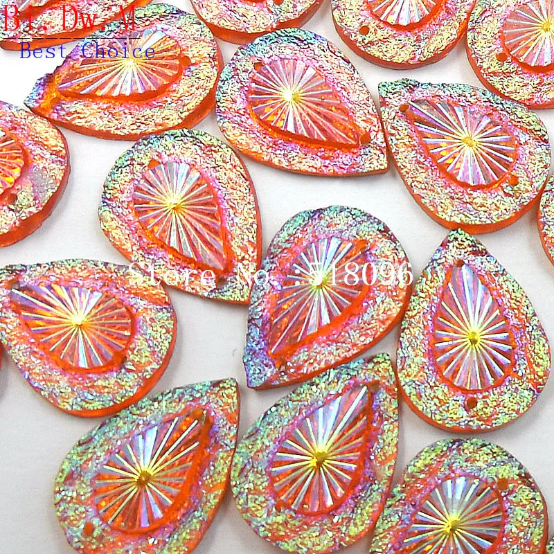 Полимерные камни россыпью Стразы оранжевого и розового цветов искусственные