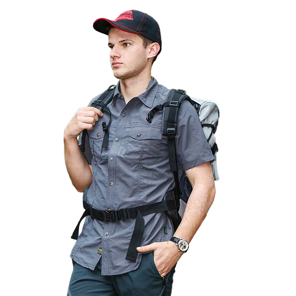 Мужская быстросохнущая воздухопроницаемая рубашка с коротким рукавом для