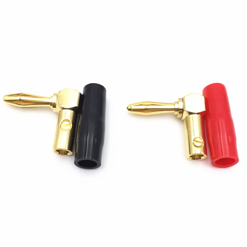 2шт/1 пара аудио динамик Кабельный разъем правый угол позолоченный 4 мм банан
