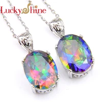 novel luckyshine 2 pcs 1 lot mystic zirconia stone silver plated wedding pendants russia usa australia pendants for necklaces