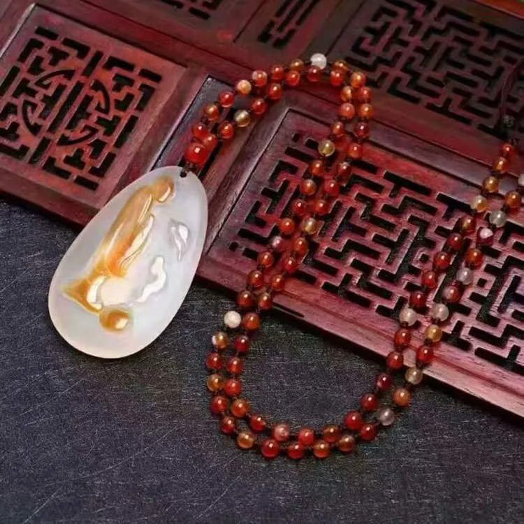 Natural style pendant chalcedony qiao color meditation Buddha Tie-in beads Men and women restoring ancient ways | Украшения и