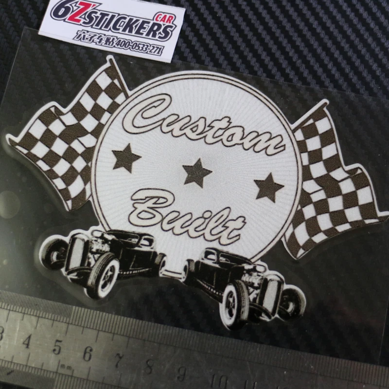 

sixsub CUSTOM HOT ROD Laminated Sticker Set Vintage x2 moto cars Reflective stickers decals waterproof sunscreen