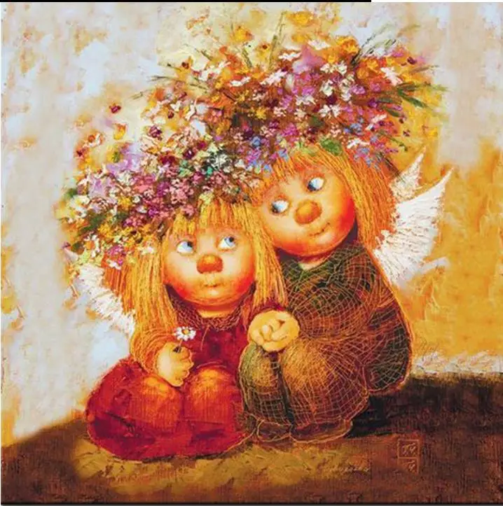 

Diy 3D diamond painting cross stitch girls and boys diamond embroidery cartoon angel full square diamond mosaic