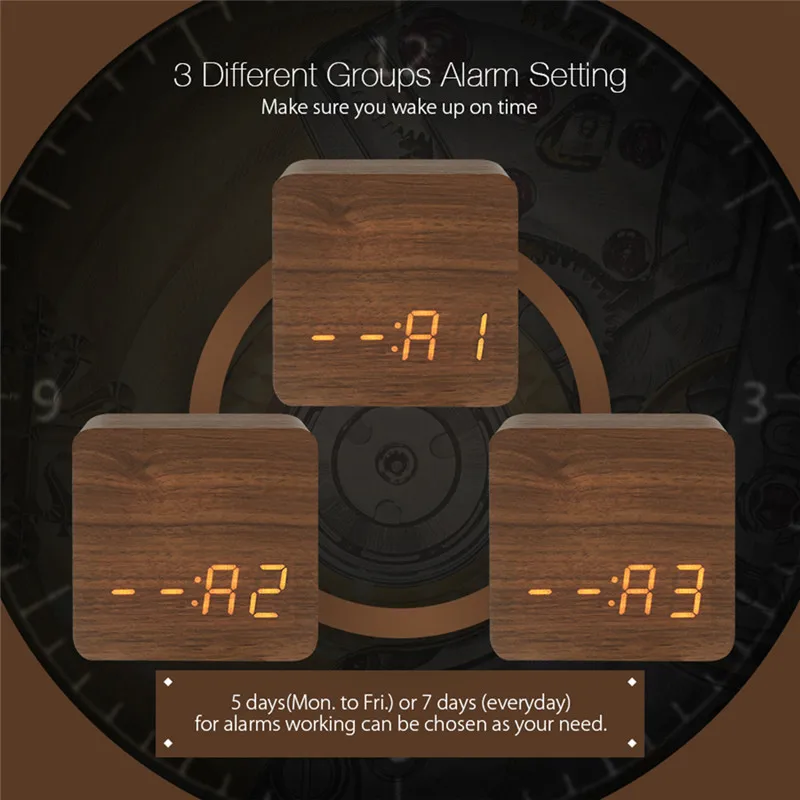 Digoo dg ac1 деревянный светодиодный цифровой будильник с время Температура и голос