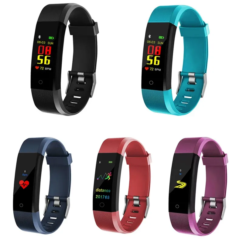 

115plus Fitness Smart Wristbands Color Screen Sports Smart Bracelet Digital Clock Pressure Gauge Multi-language Bluetooth Band