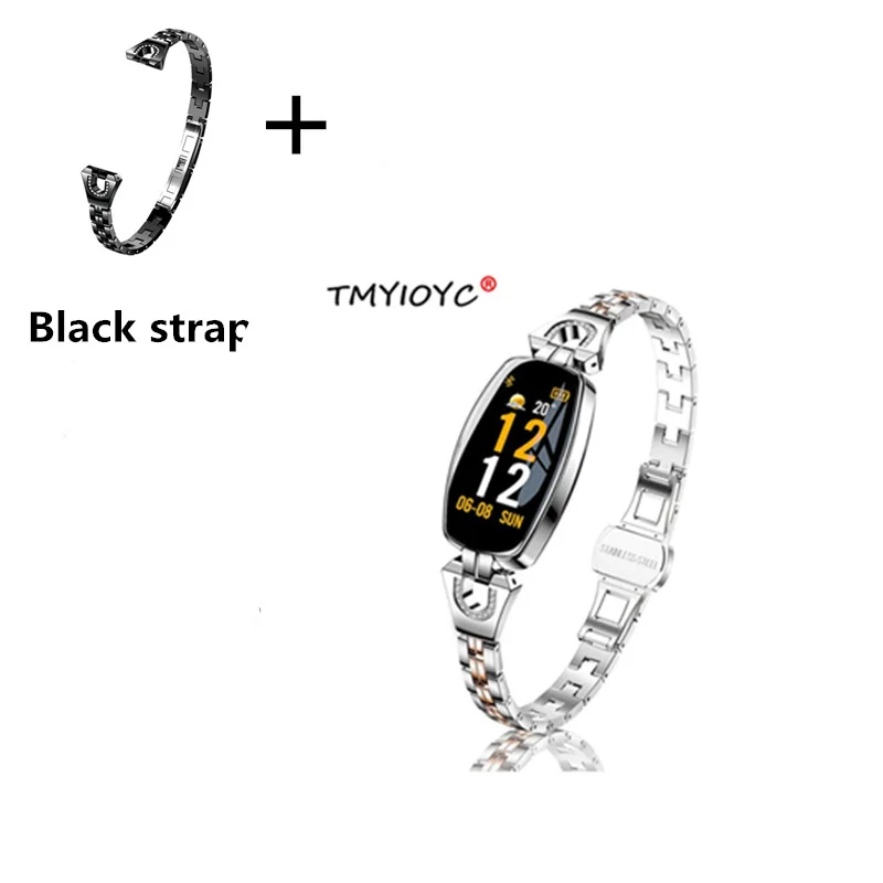 S add Black strap H8 фитнес-браслет+ один дополнительный ремень женские водонепроницаемые Смарт-часы мониторинг сердечного ритма Смарт-браслет для Android браслет IOS - Цвет: S add Black strap