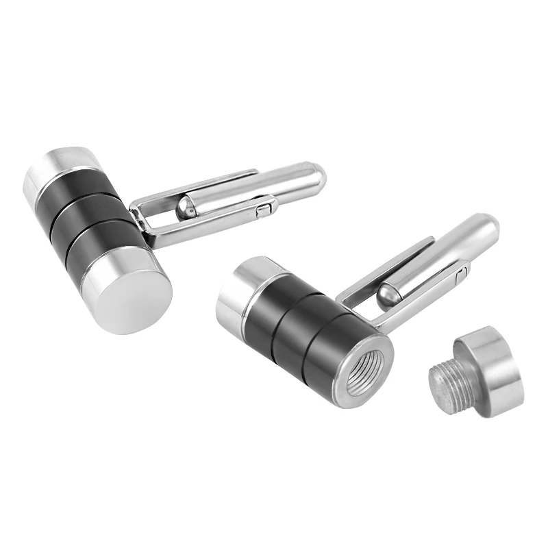 

IJX002 Two Tone 316L Stainless Steel Tube Memorial Urn Jewellery - Mens Keepsake Cremation Cufflink For Loved Ones Ashes