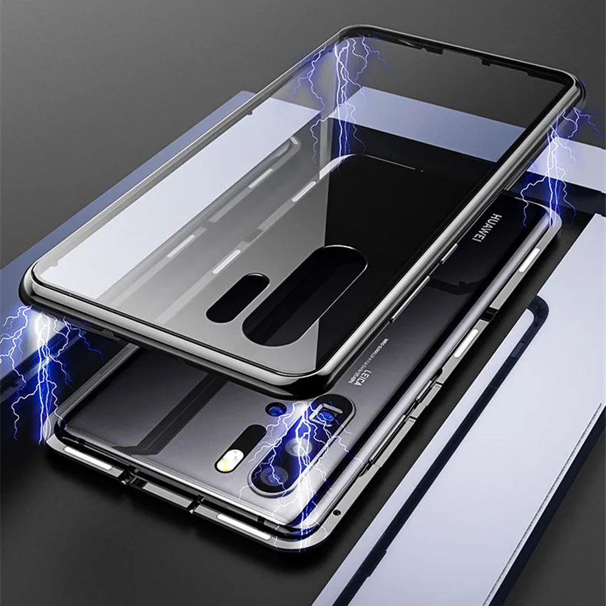 Full Body Protective Magnetic Case For Huawei P30 Pro Transparent Tempered Glass Back Cover P30Pro R-Just |
