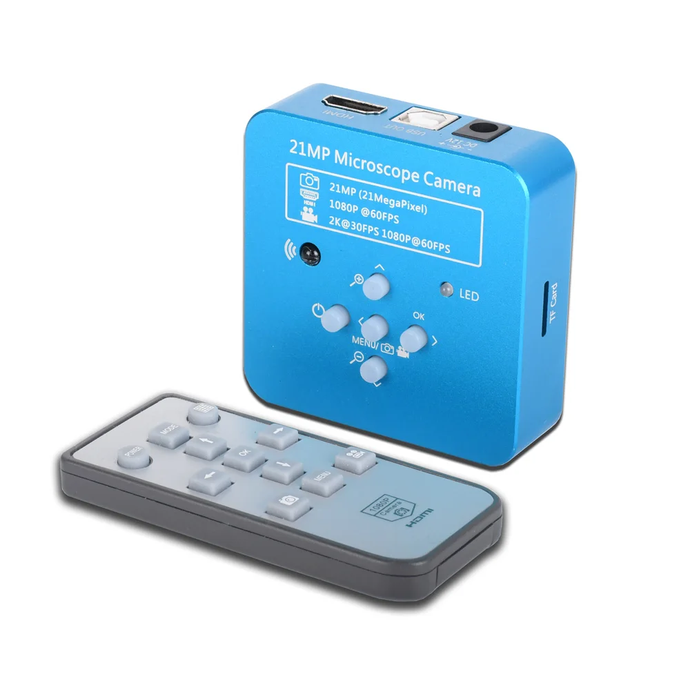 Blue 2K 21MP 1080P 60FPS HDMI USB промышленный цифровой видео микроскоп камера mikroskop kamera лупа для телефона PCB THT пайка - Цвет: Blue