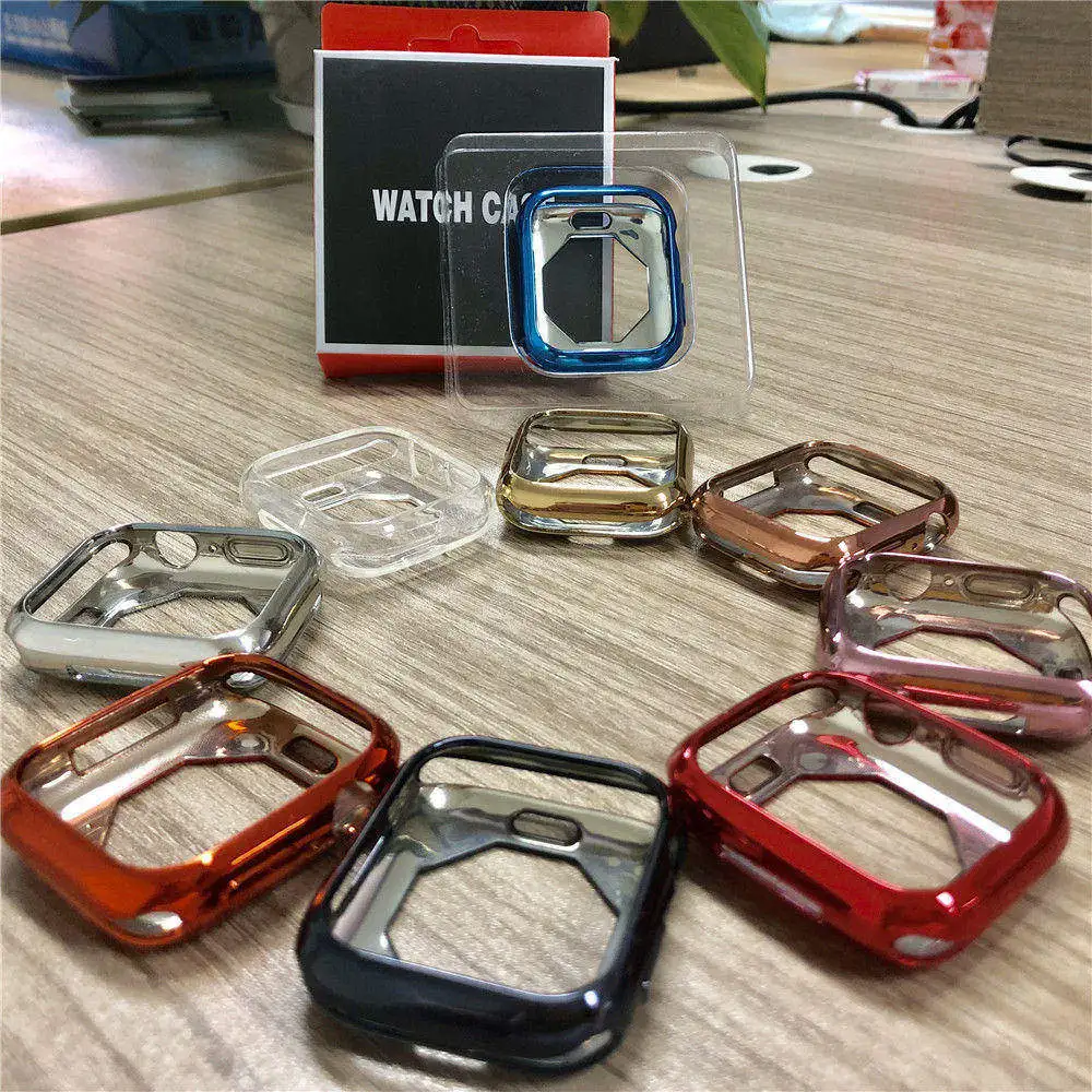 

Цветной тонкий чехол для часов Apple Watch, чехол для серии SE 6 5 4 40 мм 44 мм, мягкое покрытие, гибкая рама из ТПУ, ударопрочный чехол-бампер