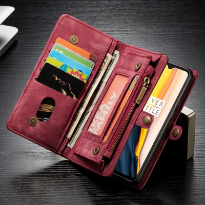 Red 008 Чехол СПС Etui One Plus 7, кожаный чехол с застежкой-молнией, кошелек, чехол для телефона, чехол для Coque OnePlus7 One Plus 7 1+ 7 1 Plus 7 Funda - Цвет: Red 008