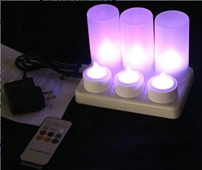 6 шт./компл. Дистанционное управление заряжаемый чайный светильник LED свечи