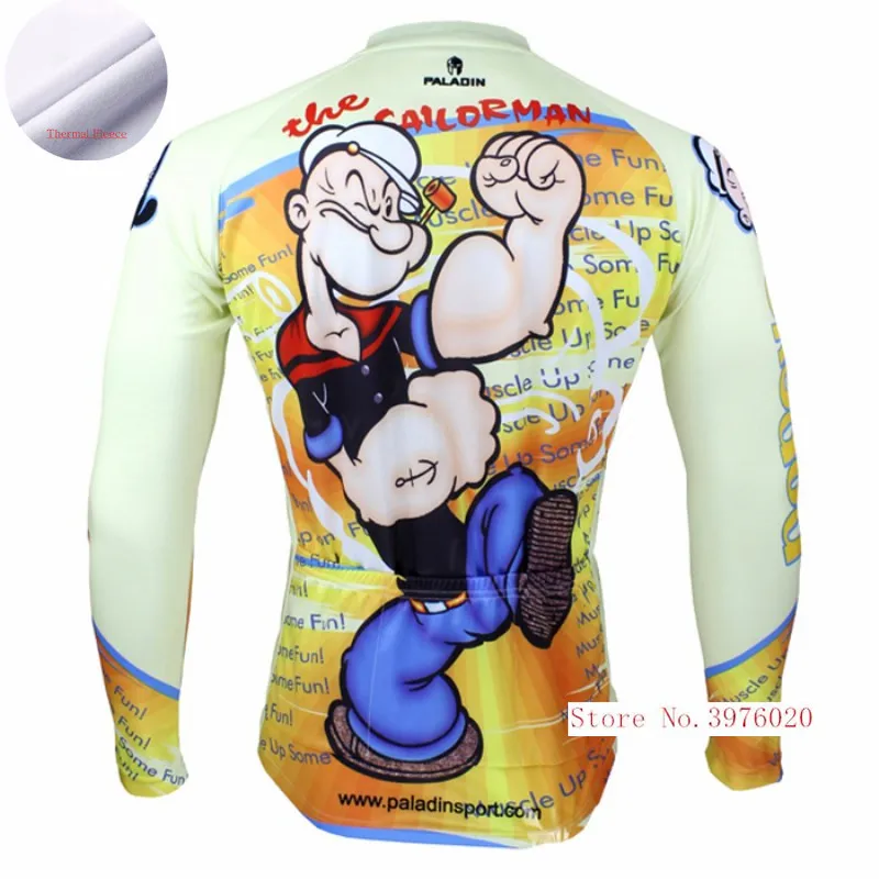 Popeye, велосипедная майка, флис, длинный рукав, одежда для велоспорта, мужская, для гонок, спорта, велосипеда, Джерси, топы, одежда для велоспорта, ropa Ciclismo