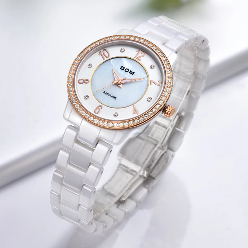 ДОМ женщины люксовый бренд часы водонепроницаемые стиль кварцевые керамические