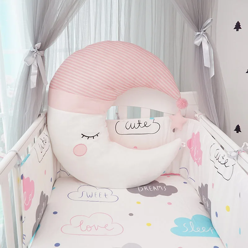pink moon Muslinlife 3 цвета Луна детские спальные подушки, милые детские декоративные подушки, дети девочки мальчики пол Прорезыватель Подушка 56*67 см - Цвет: pink moon