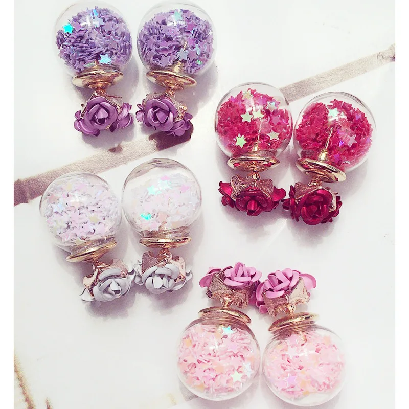 Серьги для душа с тремя цветами и кристаллами в Корейском стиле | Украшения