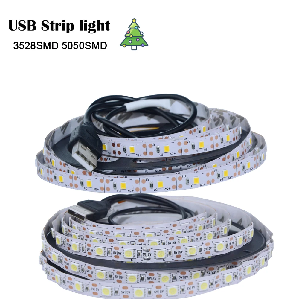 DC 5 В светодиодный светильник s 5050 2835 SMD USB RGB гибкий ленточный светильник 50 см 1 2 3 4 5 м ТВ фоновый светильник ing светодиодный клейкая лента лампа