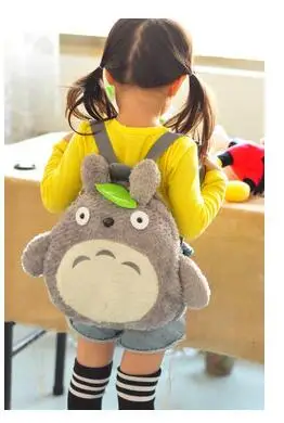 

new Girls Kawaii Green Leaf Backpacks Cute My Totoro School Book Bags Soft Plush Kids Children Christmas Festival Gift