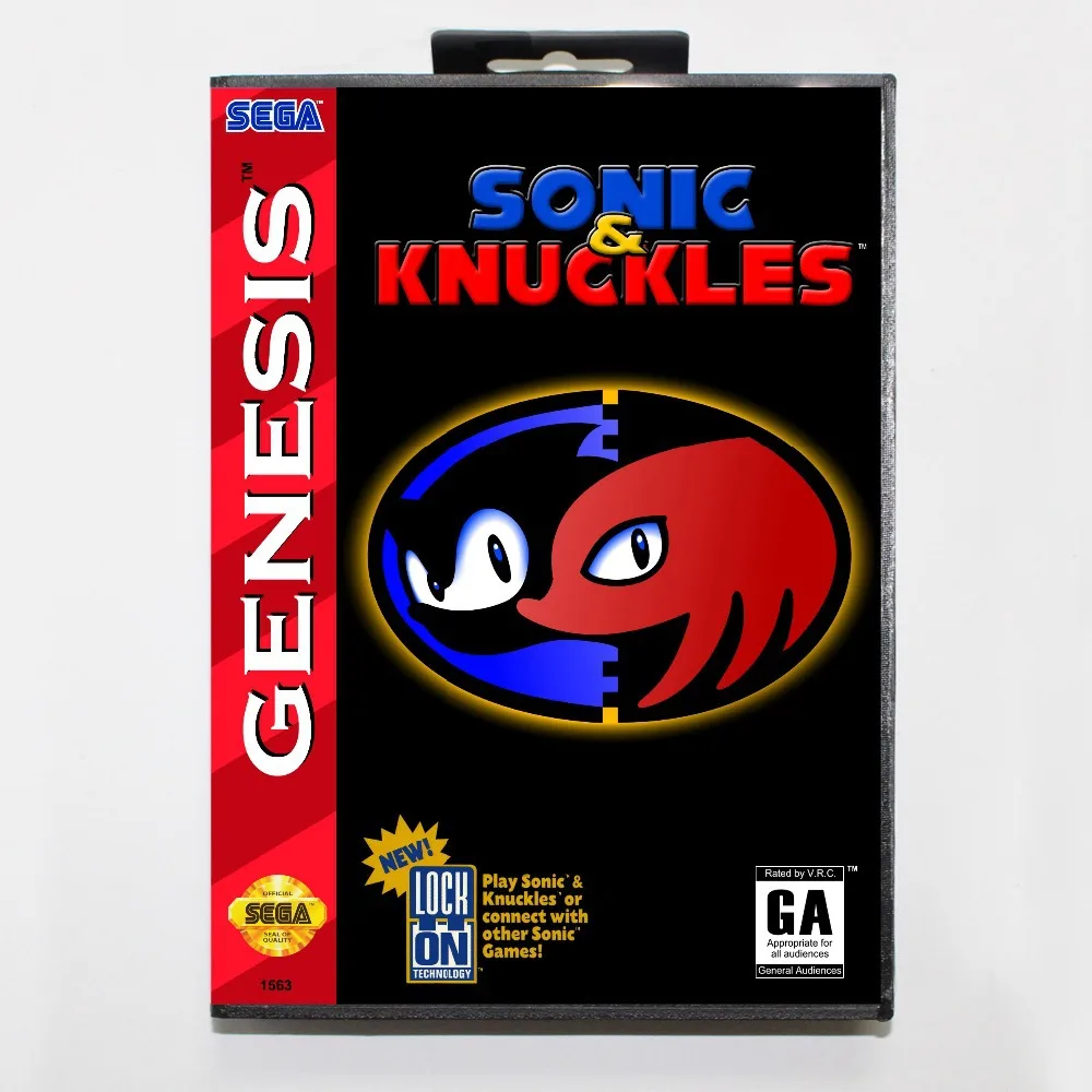 Игровой картридж Sonic and Knuckles 16 bit MD с розничной коробкой для sega Mega Drive для Genesis