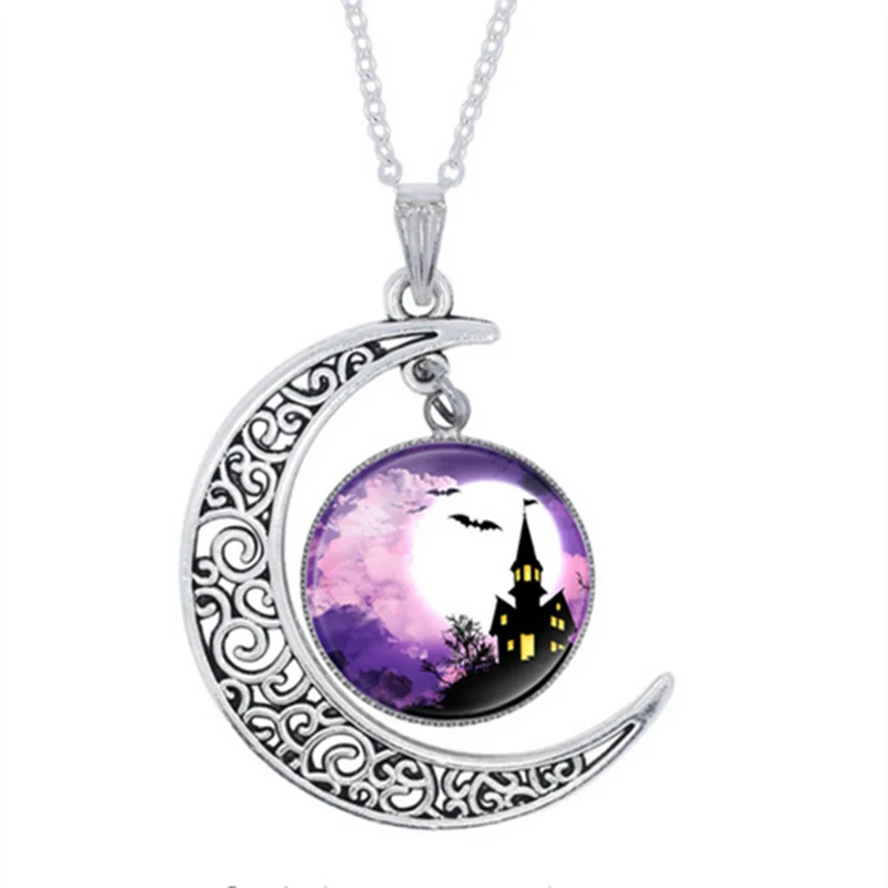 YAUTION ожерелье с подвеской в виде черного кота на Хэллоуин стеклянный кабошон