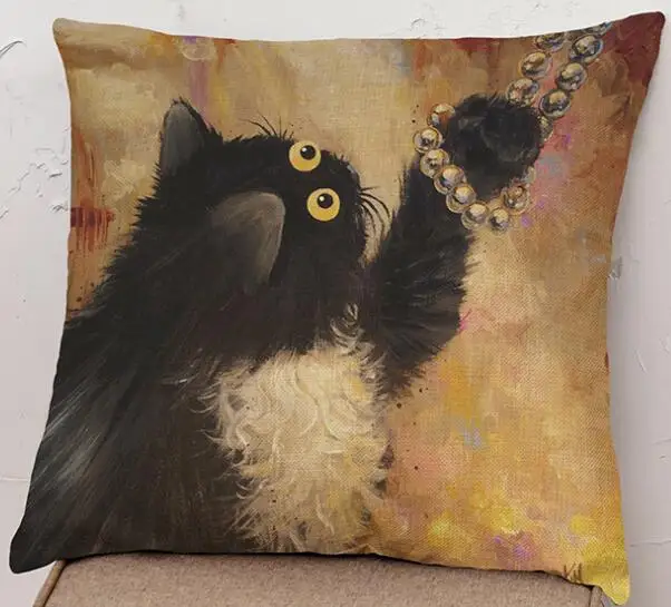 Чехол для подушки с мультяшным изображением толстого кота чехол Льняные