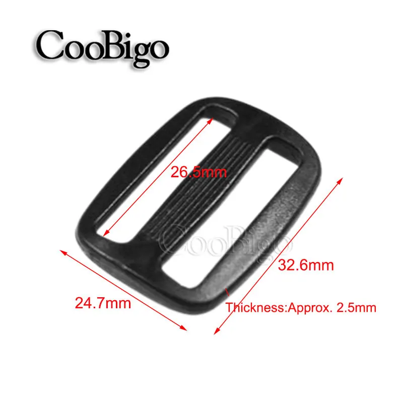 5 шт. пластиковые 3/"~ 2" лямки черный кривой слайдер Tri-Glide отрегулировать Tri-ring пряжки кемпинг спортивный рюкзак ремни аксессуары - Цвет: 26.5mm Webbing