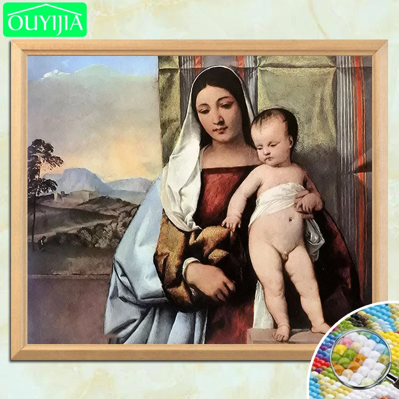 Tiziano Vecellio известная картина gipsy madonna 5D алмазная DIY полностью квадратная вышивка