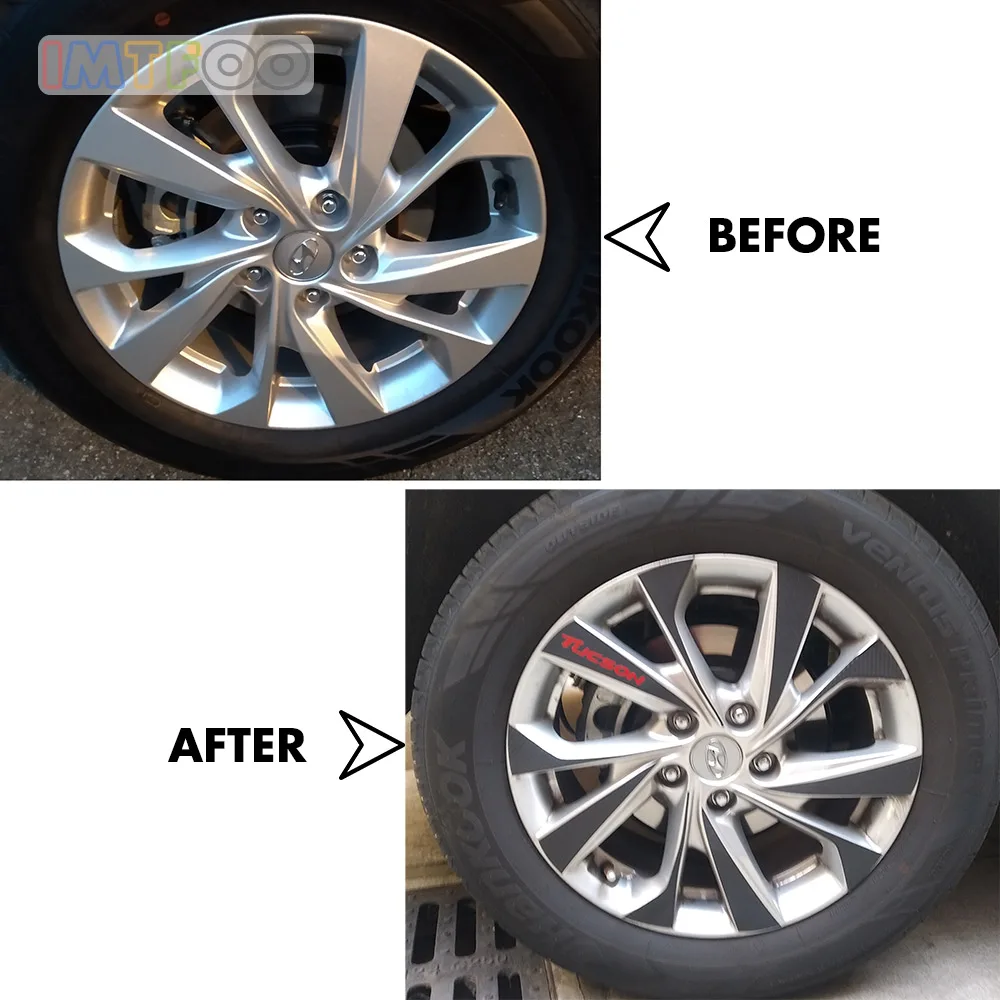 4X(225/60 R17) виниловая наклейка на обод из углеродного волокна для HYUNDAI TUCSON, аксессуары для стайлинга автомобилей