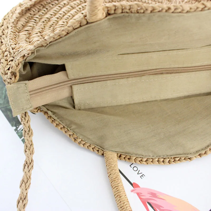 Fashion-Round Fringed Straw Bag Shoulder Versatile Casual Handbags Paper Rope Woven Beach | Багаж и сумки