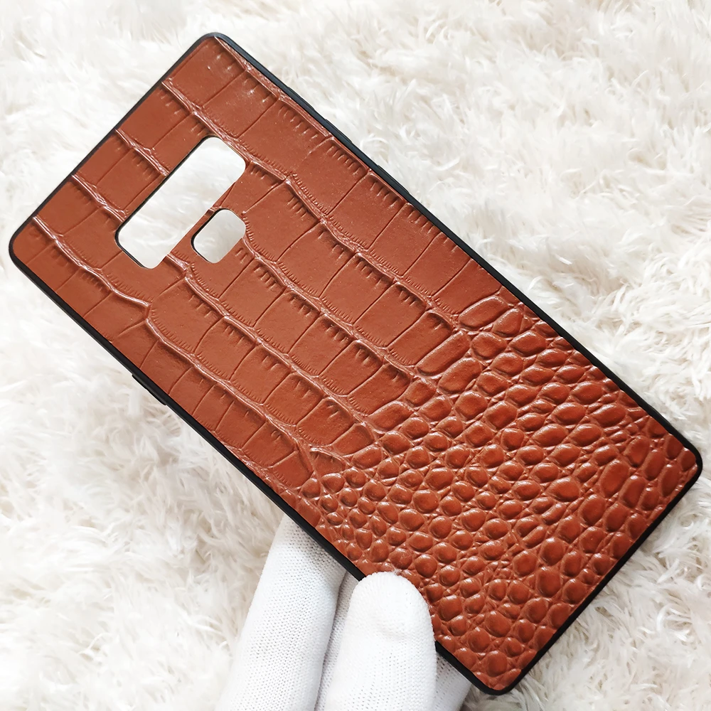 New Real Genuine Leather Soft TPU Silicone Back Cover Crocodile Grain Natural Cowhide Phone Case For Samsung Galaxy Note9 Note 9 |