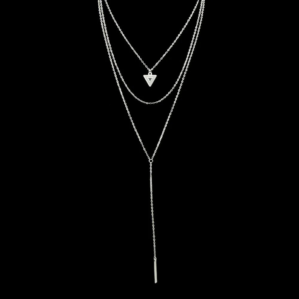 Стимпанк Серебряный Цвет длинной цепи Цепочки и ожерелья Треугольники