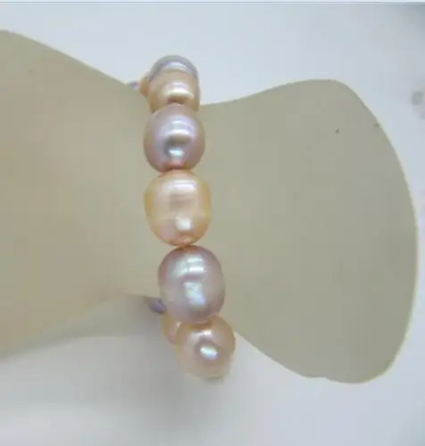 

stunning AAA 9-10MM South Sea Multi-color Pearl Bracelet 7.5-8 Inch 14k/20 GOLD