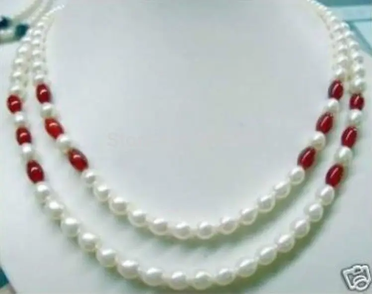 LHX54013&gt 7 8 мм белый жемчуг Рубин ожерелье из бисера 2 ряда|necklace moon|necklace fittingsnecklace