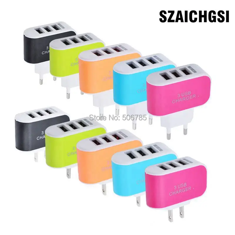SZAICHGSI оптовая продажа 500 шт 3 usb порта 5V 3.1A EU US вилка USB для путешествий настенное