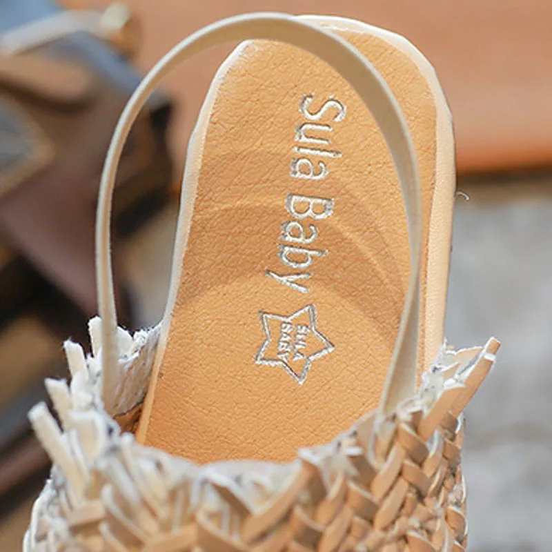 Домашние тапочки для девочек Детские плетеные сандалии мальчиков сезон лето