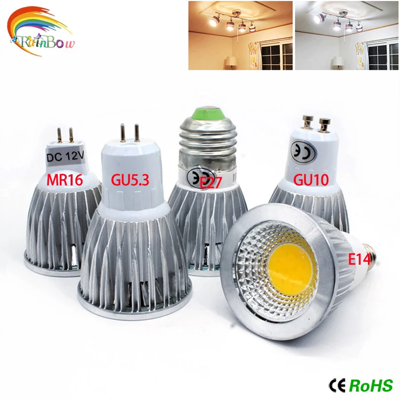 Светодиодная лампочка GU10 COB LED Spot светильник E14 E27 светодиодная с регулируемой