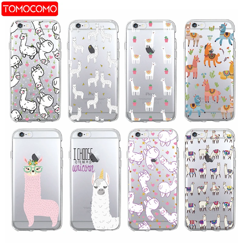Мягкий ТПУ чехол для iPhone 11 12 7 7Plus 6S 6Plus 5 8 8Plus X XS Max Kawaii милый мультяшный с ламой