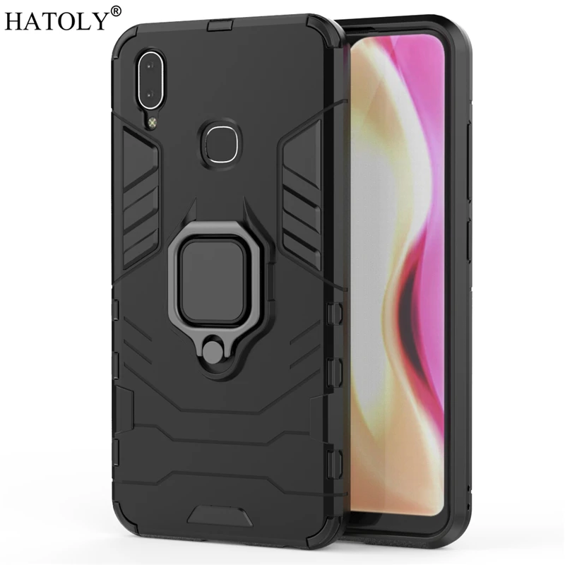 Dark Black Vivo Y91 ЧЕХОЛ ДЛЯ Vivo Y91 Магнитный палец кольцо чехол для телефона оболочка Бампер Защитный Жесткий PC Броня чехол для Vivo Y91 Y95 - Цвет: Dark Black